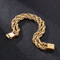 Pulsera geométrica de acero inoxidable con baño de oro de 18K