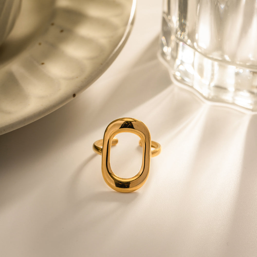 Anillo ovalado | Enchapado en oro 18k
