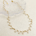 Set de collar, pulsera y anillos | Enchapado oro 18k | Perlas de fantasía
