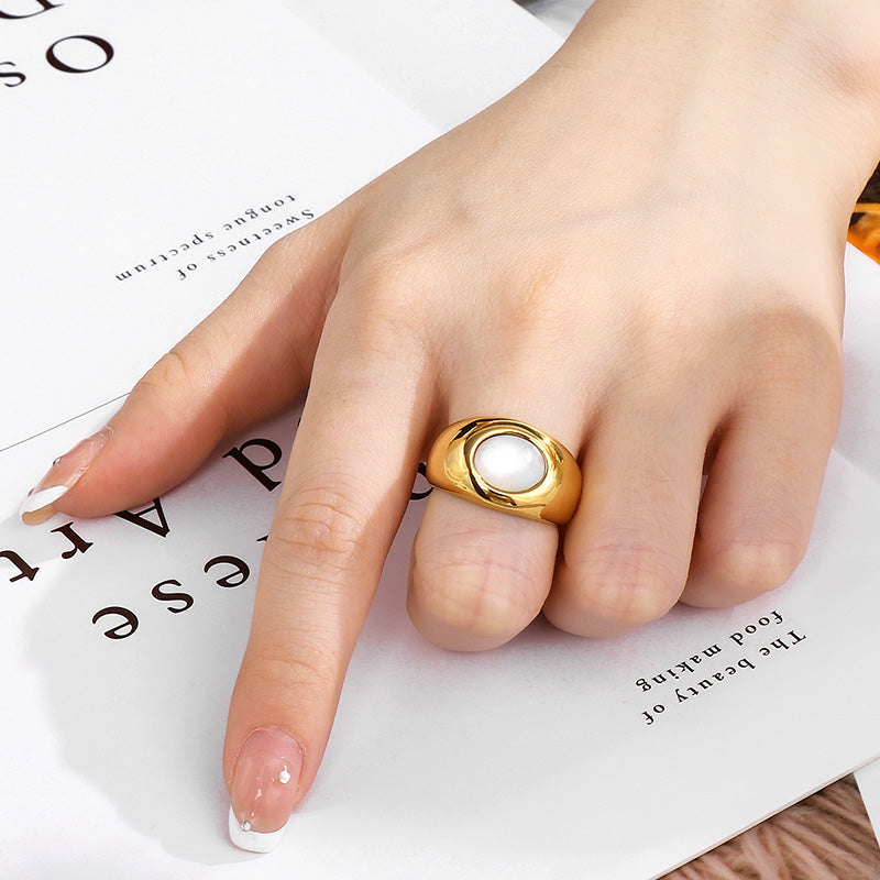 Anillo ovalado | Enchapado oro 18k