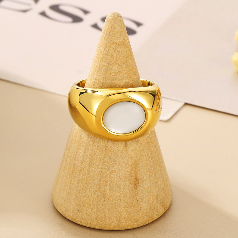Anillo ovalado | Enchapado oro 18k