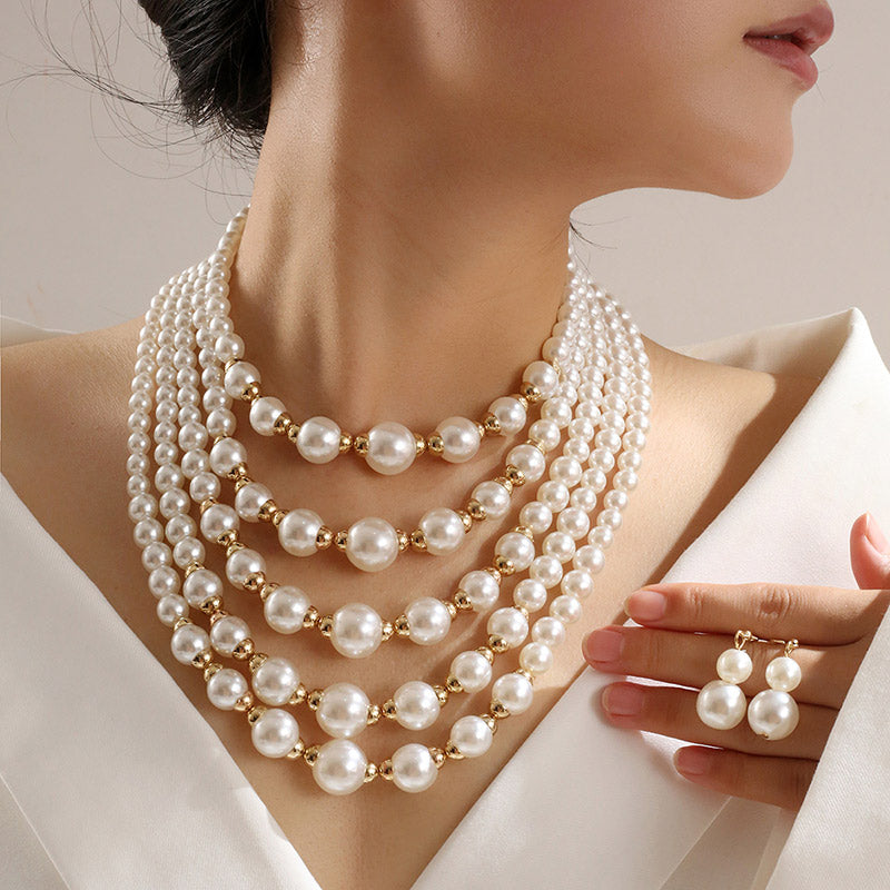 Set de collar y aretes | Perlas de fantasía