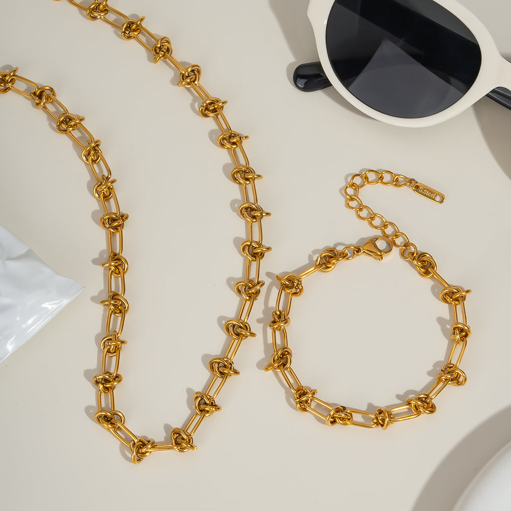 Set de collar y pulsera | Enchapado en oro 18k