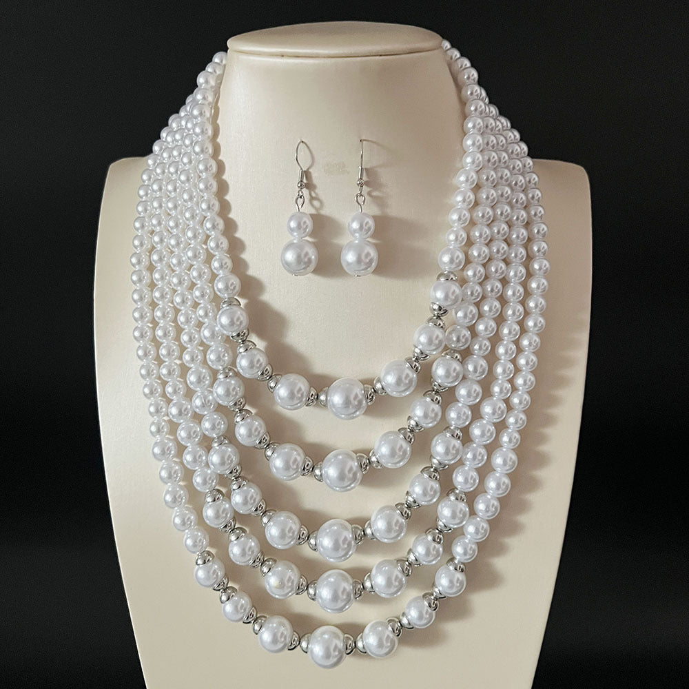 Set de collar y aretes | Perlas de fantasía