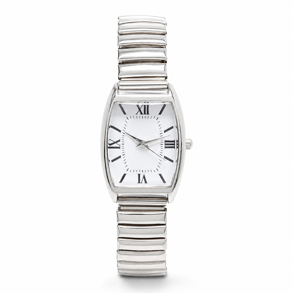 Reloj analógico | Plateado | Números Romanos