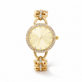 Reloj analógico | Dorado con diamantes de fantasía