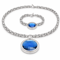 Set de collar y pulsera circular en acero inoxidable