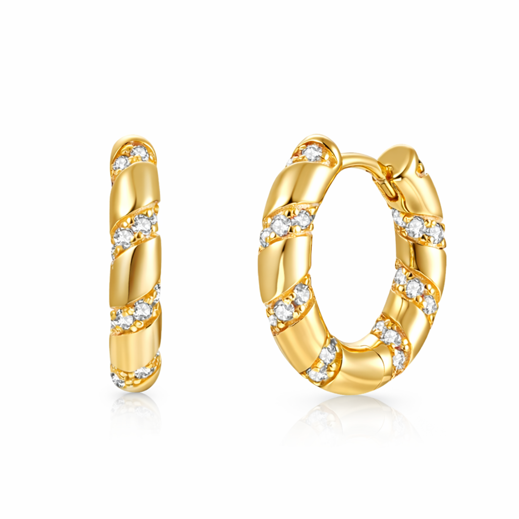 Aretes | Enchapados en oro 18k | Incrustaciones de circonita