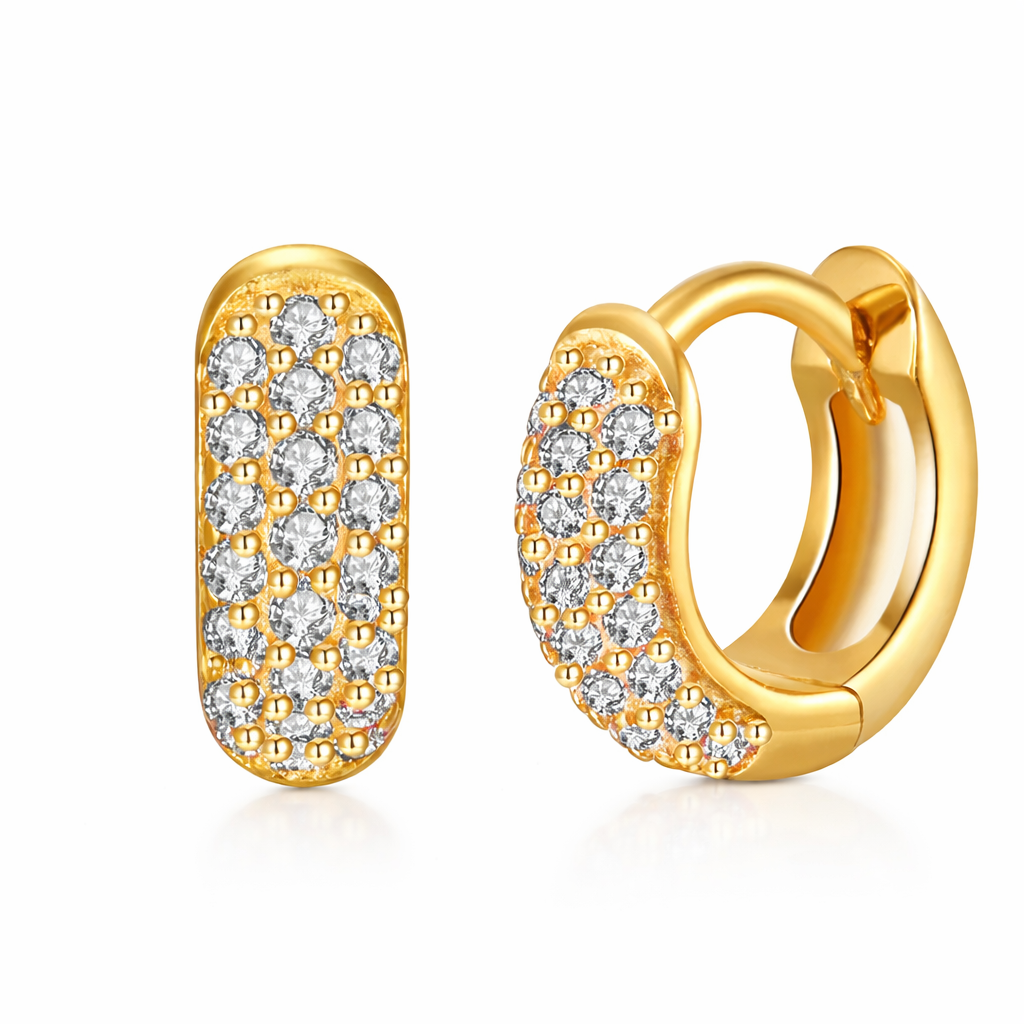 Aretes clásicos con incrustaciones de circonita brillante