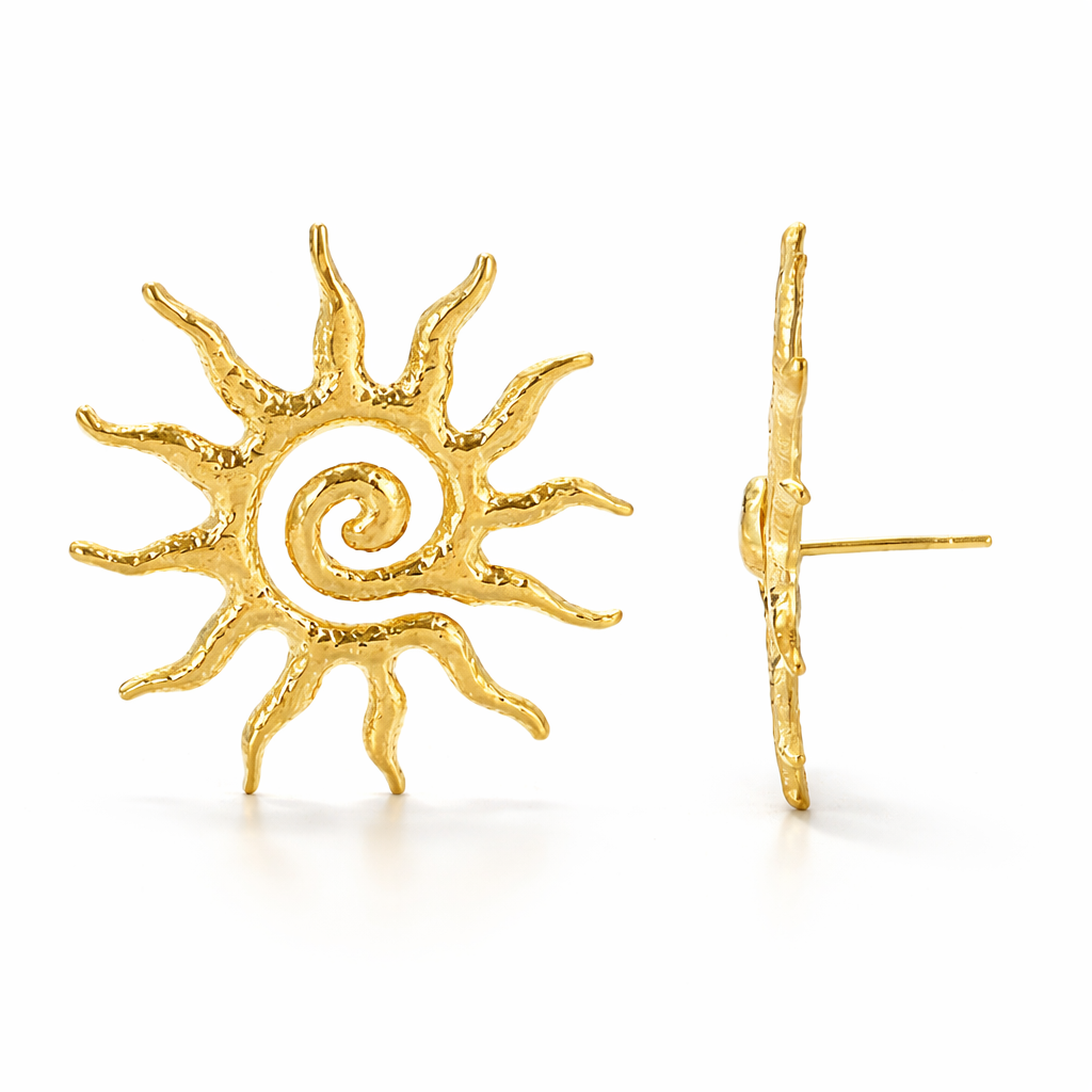 Set de collar, aretes, pulsera y anillo | Enchapado oro 18k