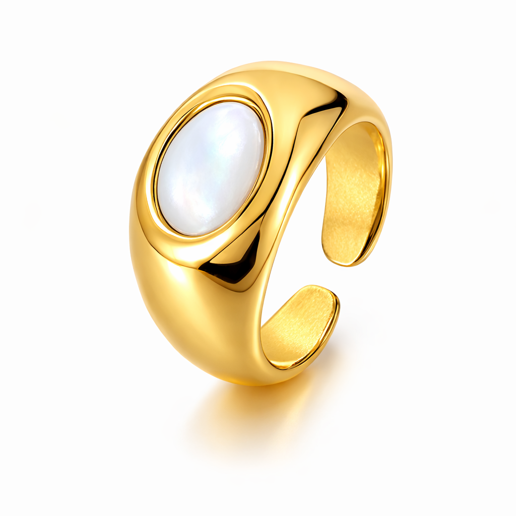 Anillo ovalado | Enchapado oro 18k