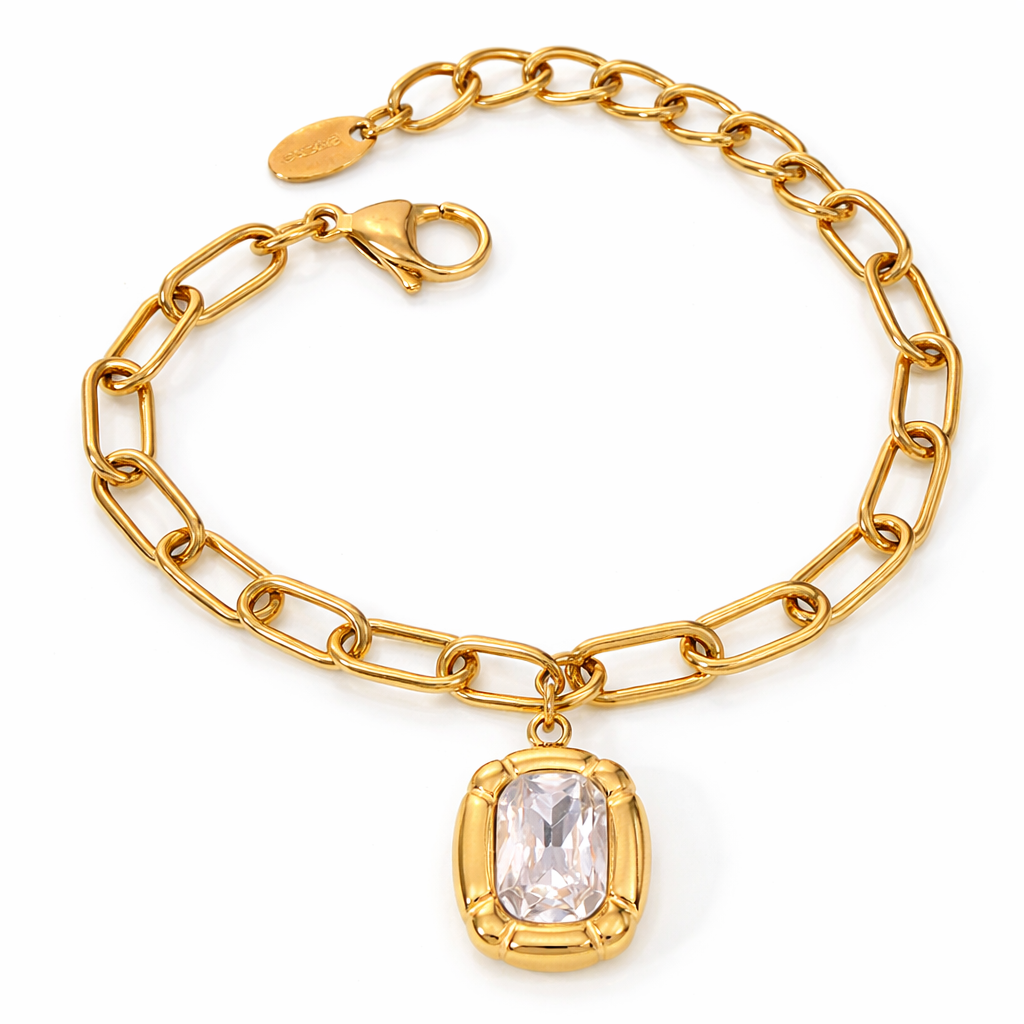 Brazalete de acero inoxidable chapado en oro