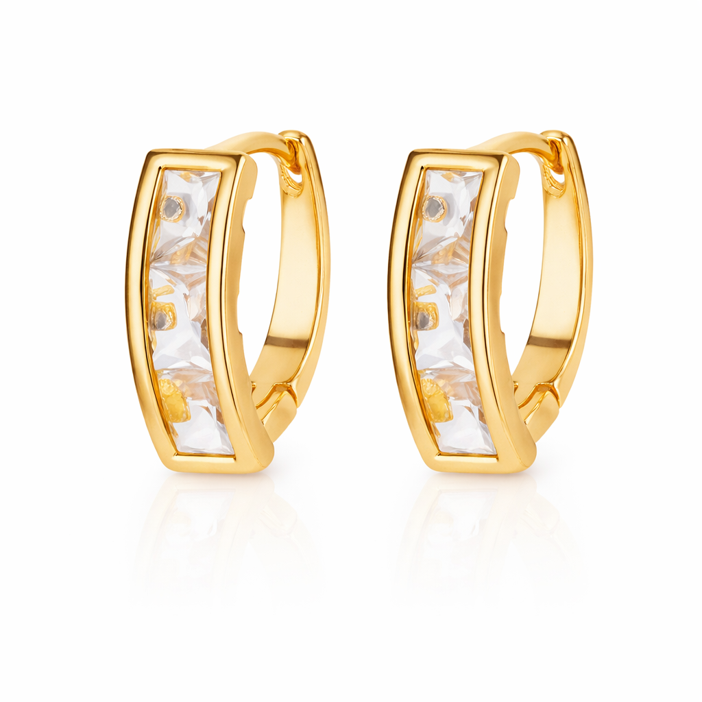 Aretes | Enchapado en oro 18k | Cristal