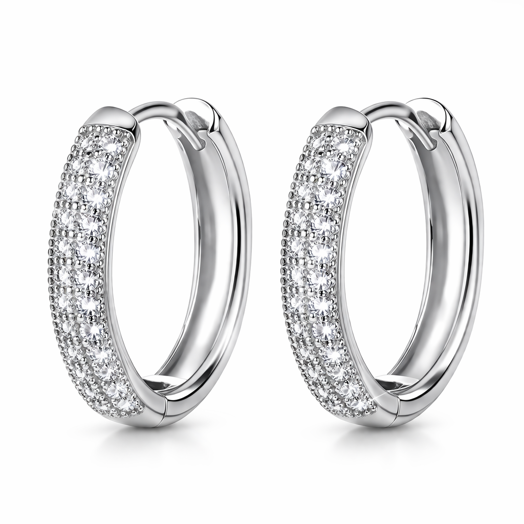 Aretes | Acero Inox Platino | Circonita