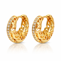 Aretes redondos con circonitas y baño de oro de 18 quilates