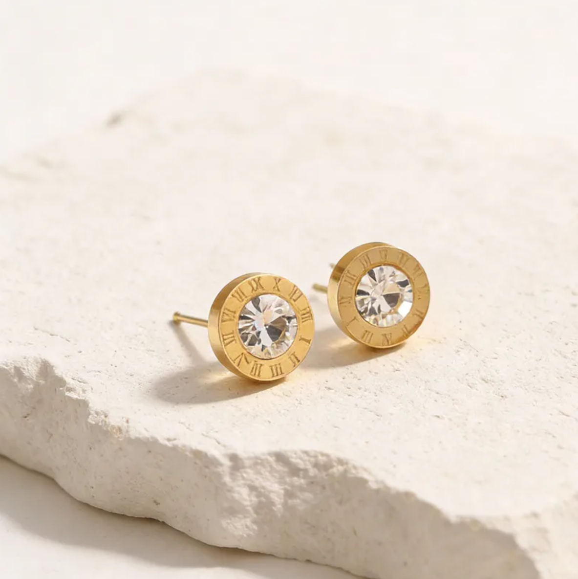Aretes de botón con circonita M092