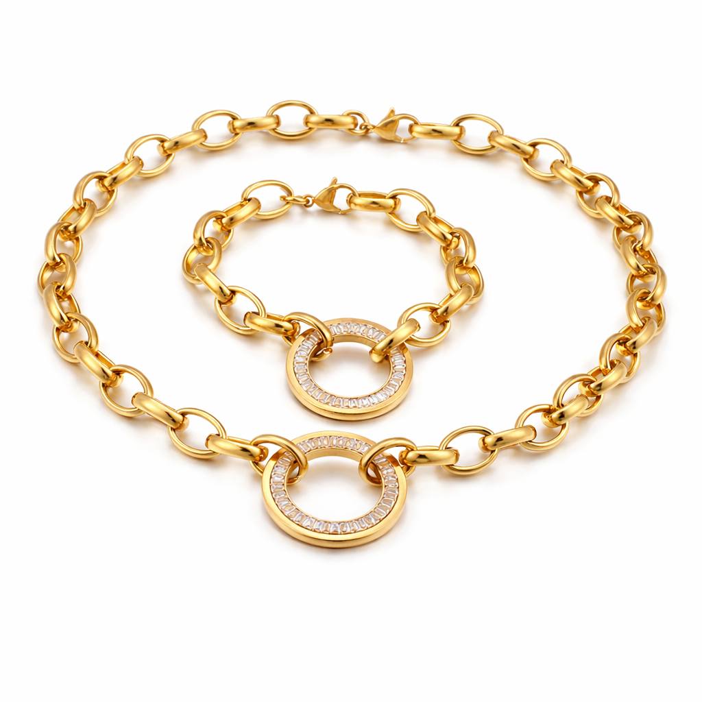Set de collar y pulsera | Enchapado en oro de 18K