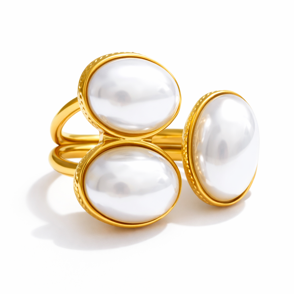 Anillo | Enchapado en oro 18k | Perla sintética