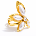 Anillo | Enchapado en oro 18k | Perla sintética