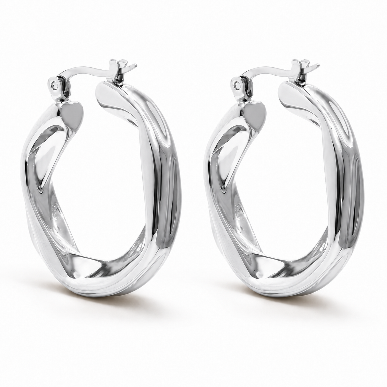 Aretes Geométricos Plateados | Acero Inoxidable