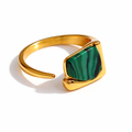 Anillo ajustable | Enchapado oro 18k | Piedra natural