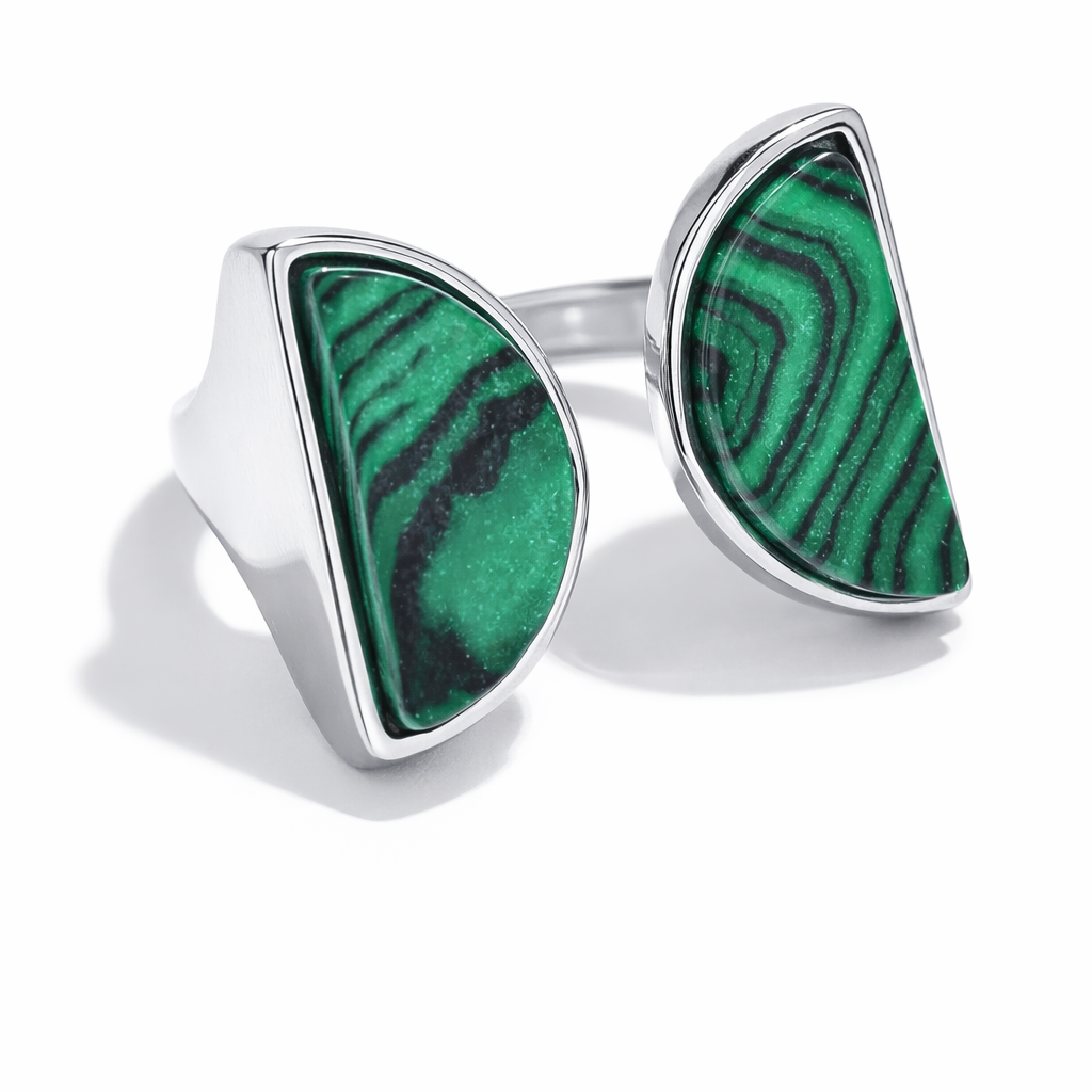 Anillo | Acero inox | Malaquita verde natural