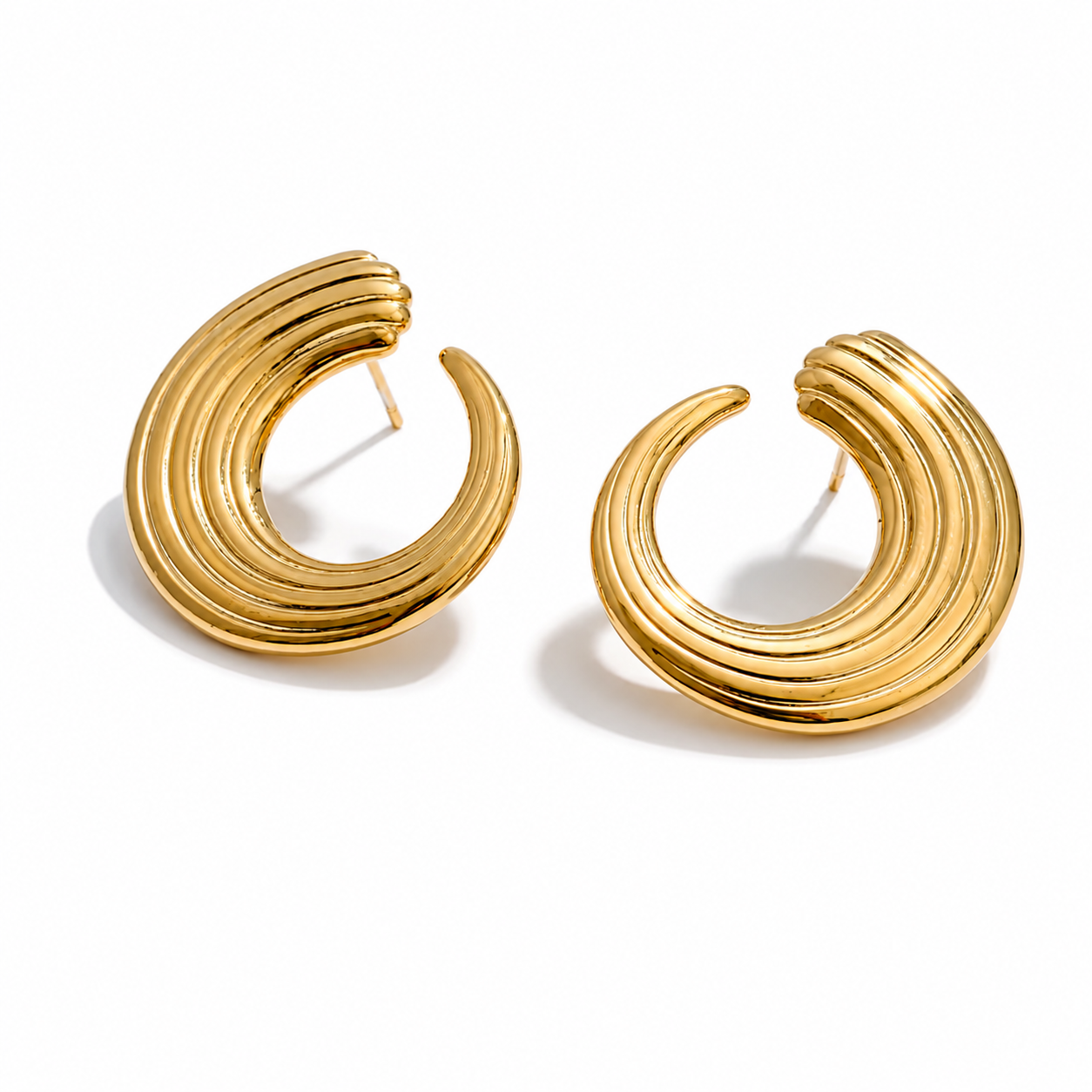 Aretes | acero inoxidable | enchapado oro 18k | geométrico