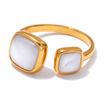 Anillo ajustable | Enchapado oro 18k | Concha natural