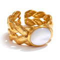 Anillo | Enchapado en oro 18k | Concha natural