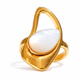 Anillo ajustable | Enchapado en oro 18k | Concha natural