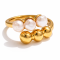 Anillo | Enchapado en oro 18k | Perlas naturales de agua dulce