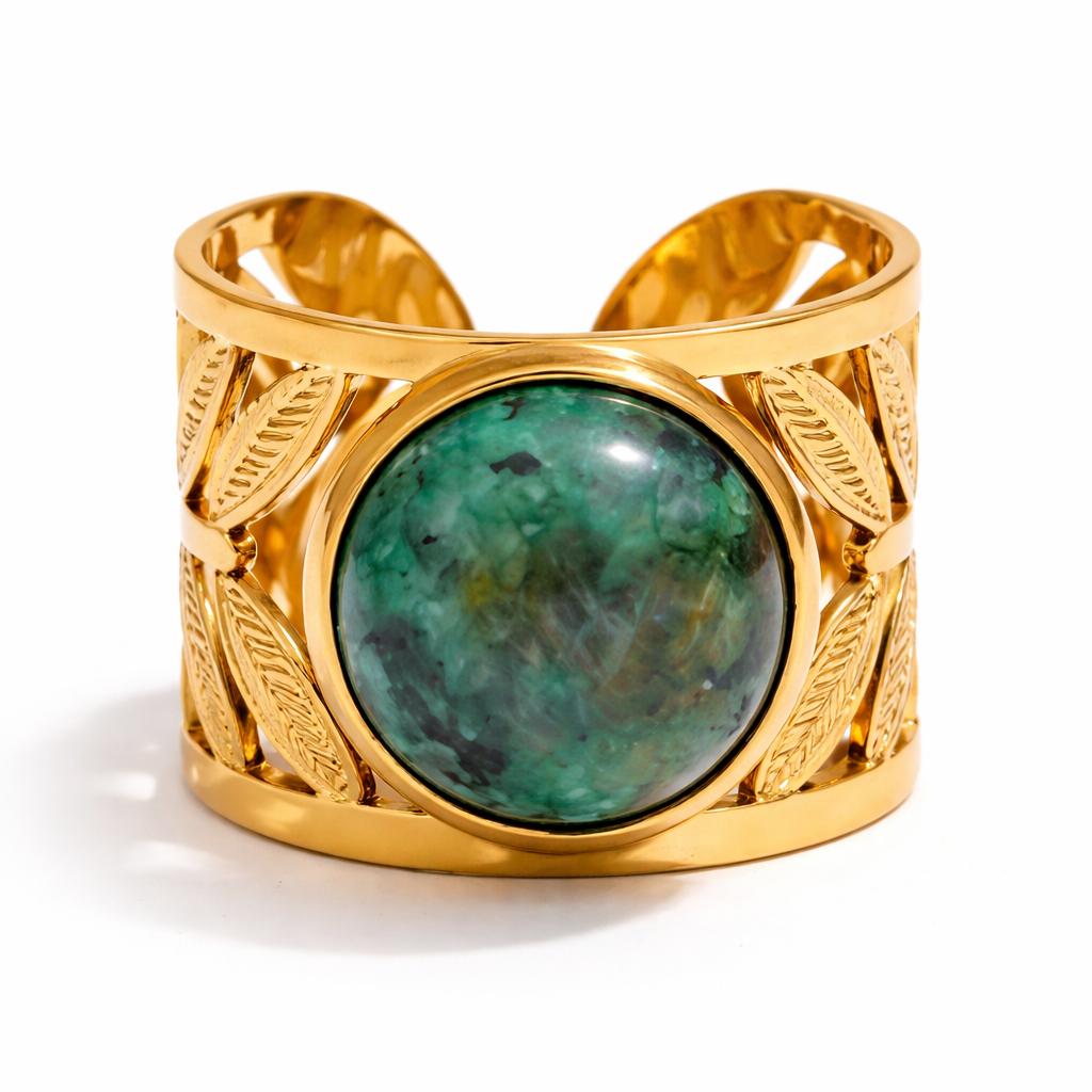 Anillo | Enchapado en oro 18k | Turquesa natural