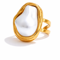 Anillo | Enchapado en oro 18k | Perla sintética