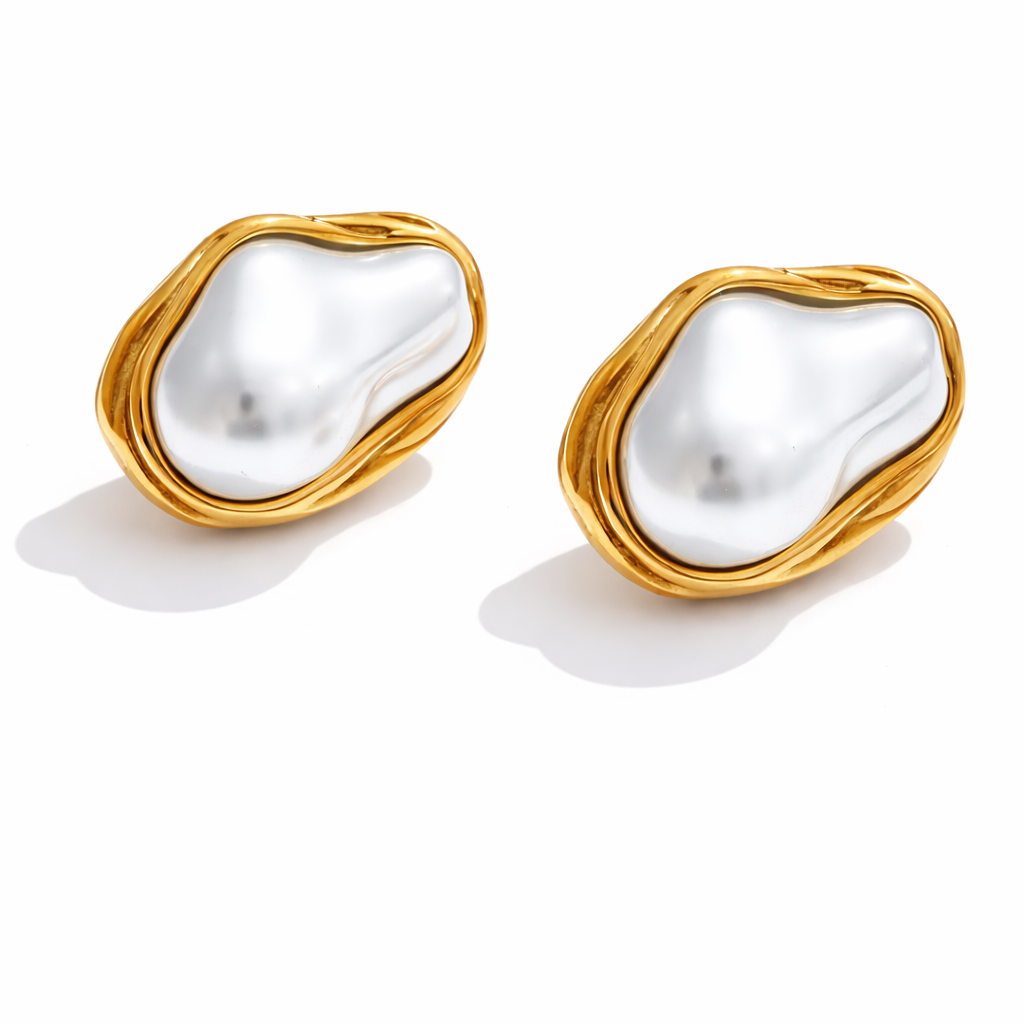 Aretes | Enchapado en oro 18k | Perlas sintéticas