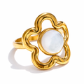 Anillo | Enchapado en oro 18k | Perla artificial