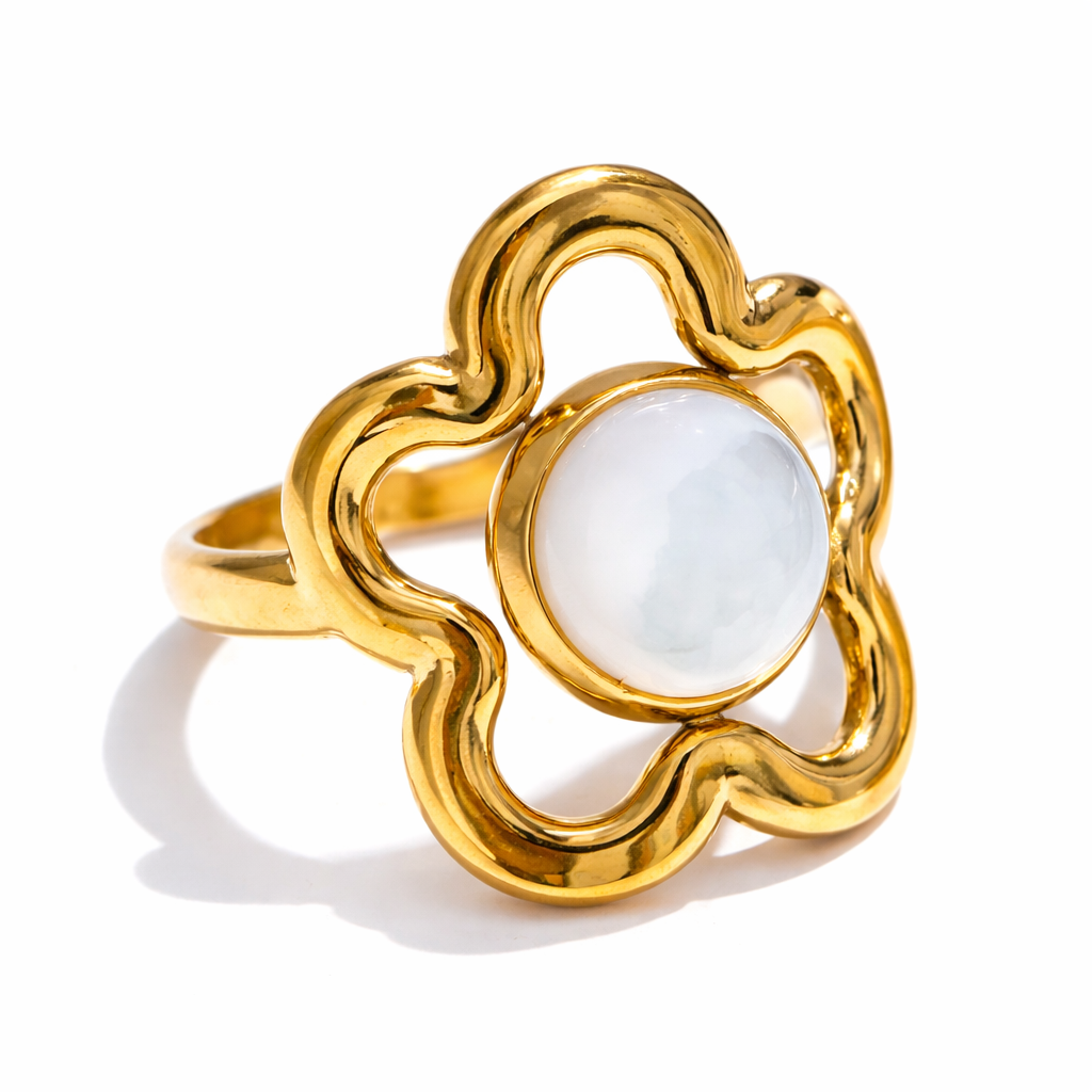 Anillo | Enchapado en oro 18k | Perla artificial
