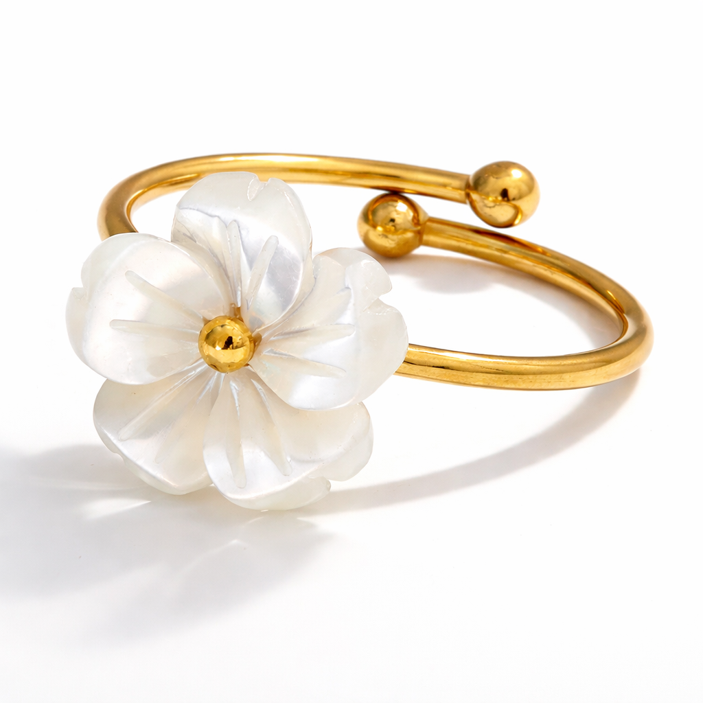 Anillo ajustable | Enchapado en oro 18k | Concha