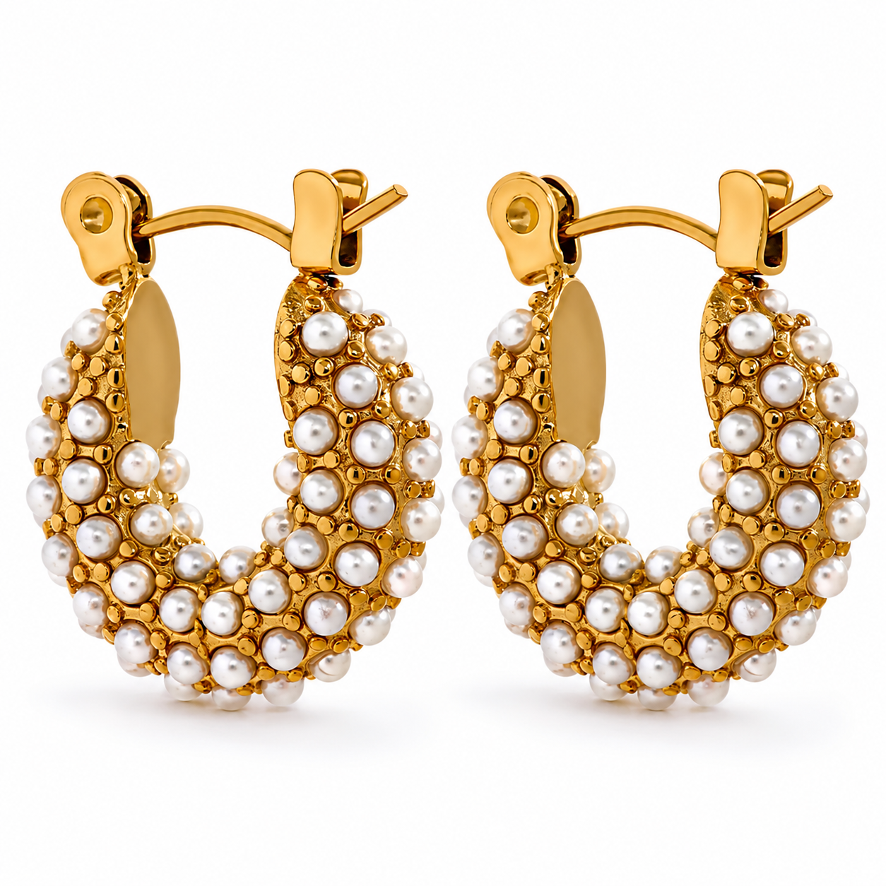 Aretes de Perlas Sintéticas | Acero Inoxidable