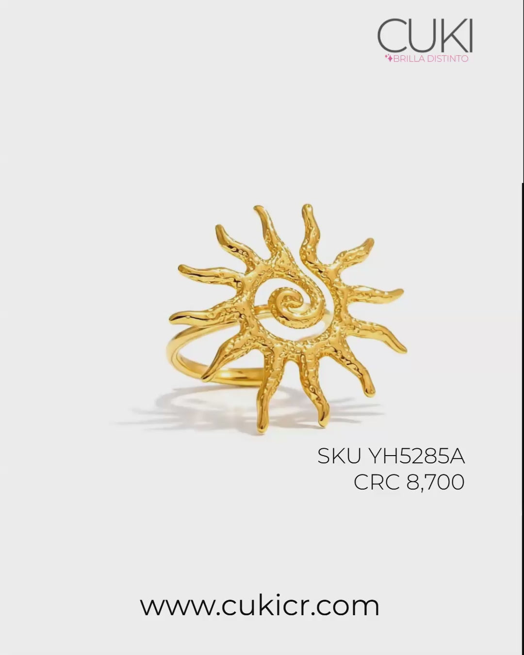 Anillo sol radiante | Enchapado en oro
